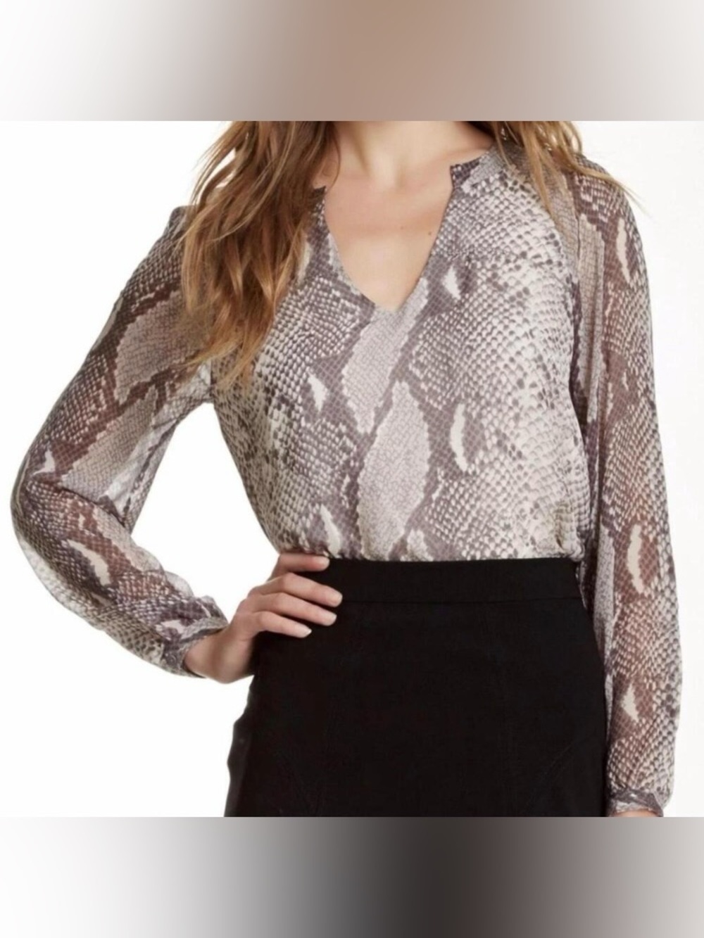 Diane Von Furstenburg Maiko Snake Print Silk Blouse